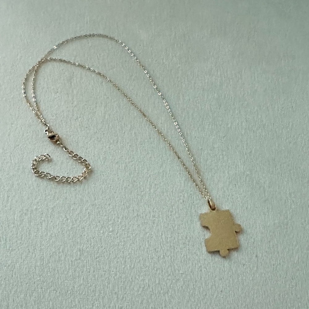 Gold Puzzle Piece Pendant Necklace Minimalist Meaningful Jewelry New